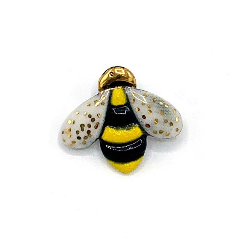 Porcelain Bee Brooch Pin with 24 Karat gold lustre