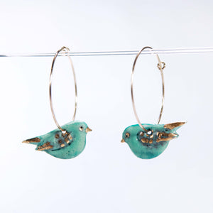 Songbird Hoop Earrings - Jade Glaze & 14K Gold - Filled Hoops